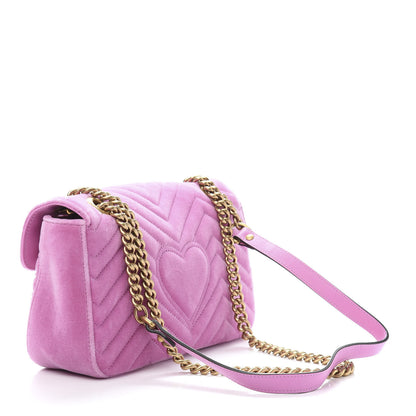 Gucci Velvet Matelasse Marquise Crystals Embroidered Small GG Marmont Shoulder Bag Malva 3 of 11