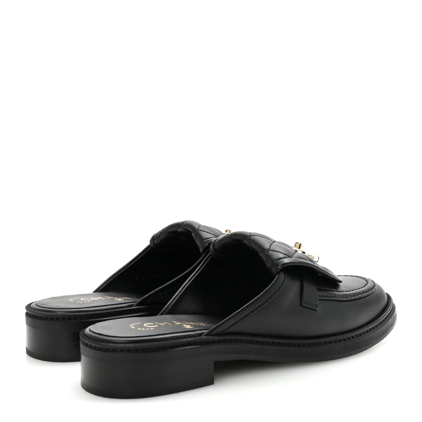 Lambskin Quilted CC Turnlock Mules 39 Black