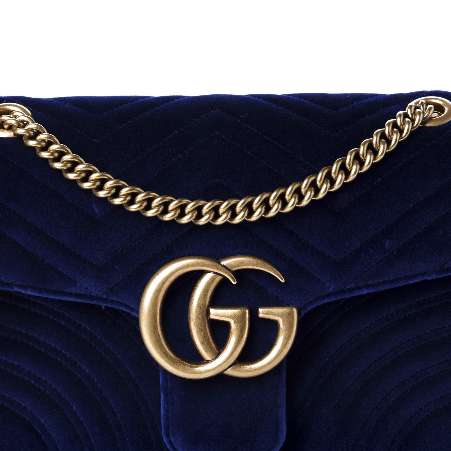 Gucci Velvet Matelasse Medium GG Marmont Shoulder Bag Cobalt Blue 10 of 10