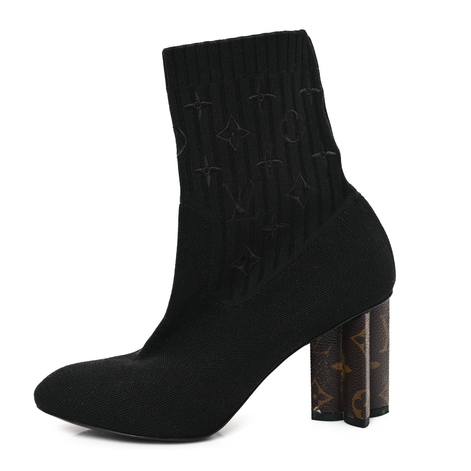 Louis Vuitton Monogram Stretch Fabric Silhouette Ankle Boots 37 Black 1 of 10