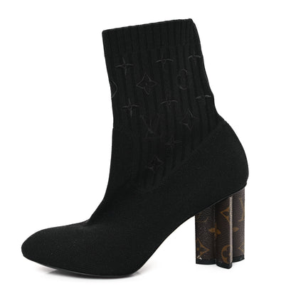 Louis Vuitton Monogram Stretch Fabric Silhouette Ankle Boots 37 Black 1 of 10