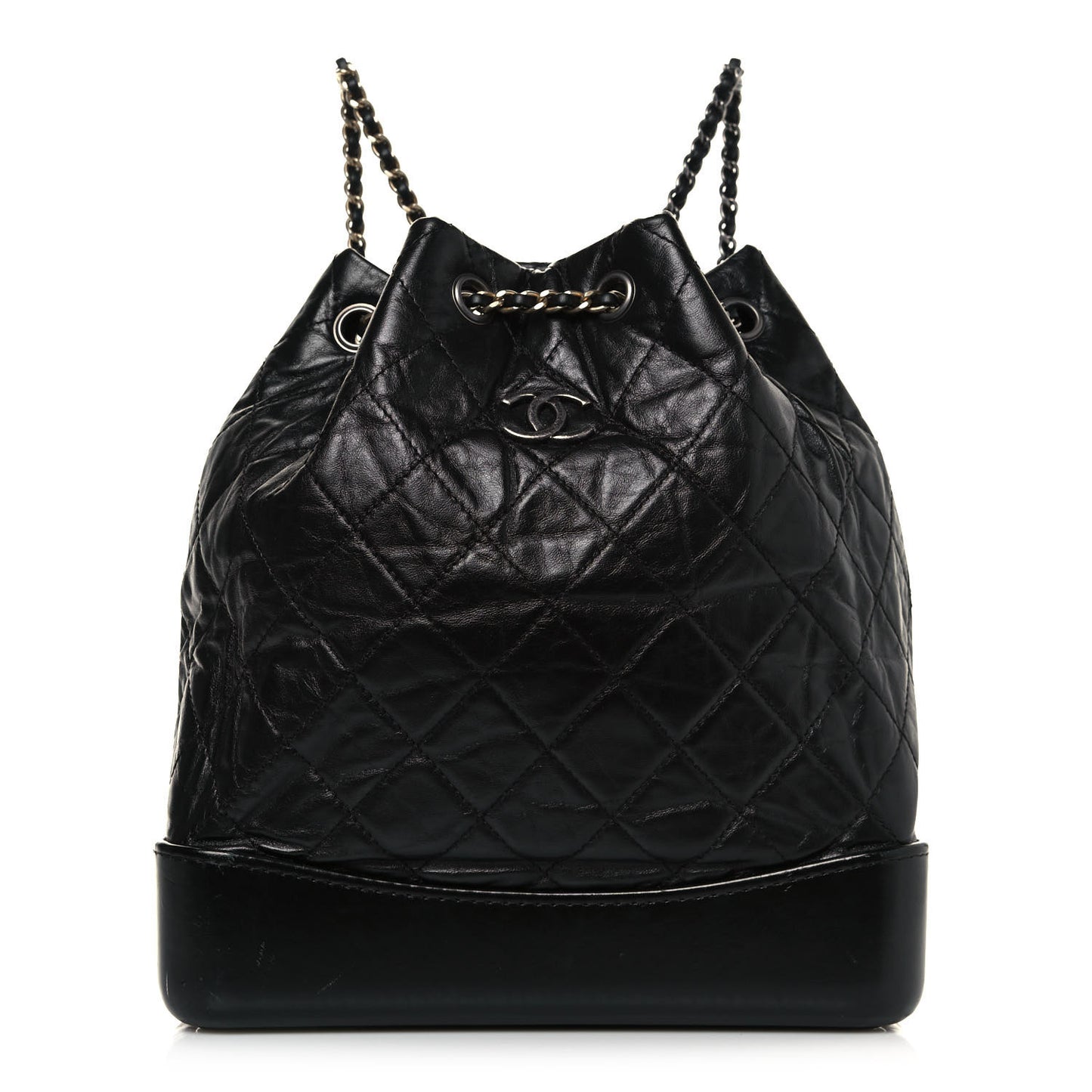 Aged Calfskin Quilted Gabrielle Backpack Black