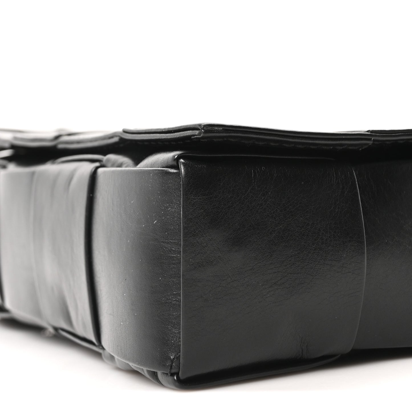Paper Calfskin Maxi Intreccio Cassette Crossbody Bag Black