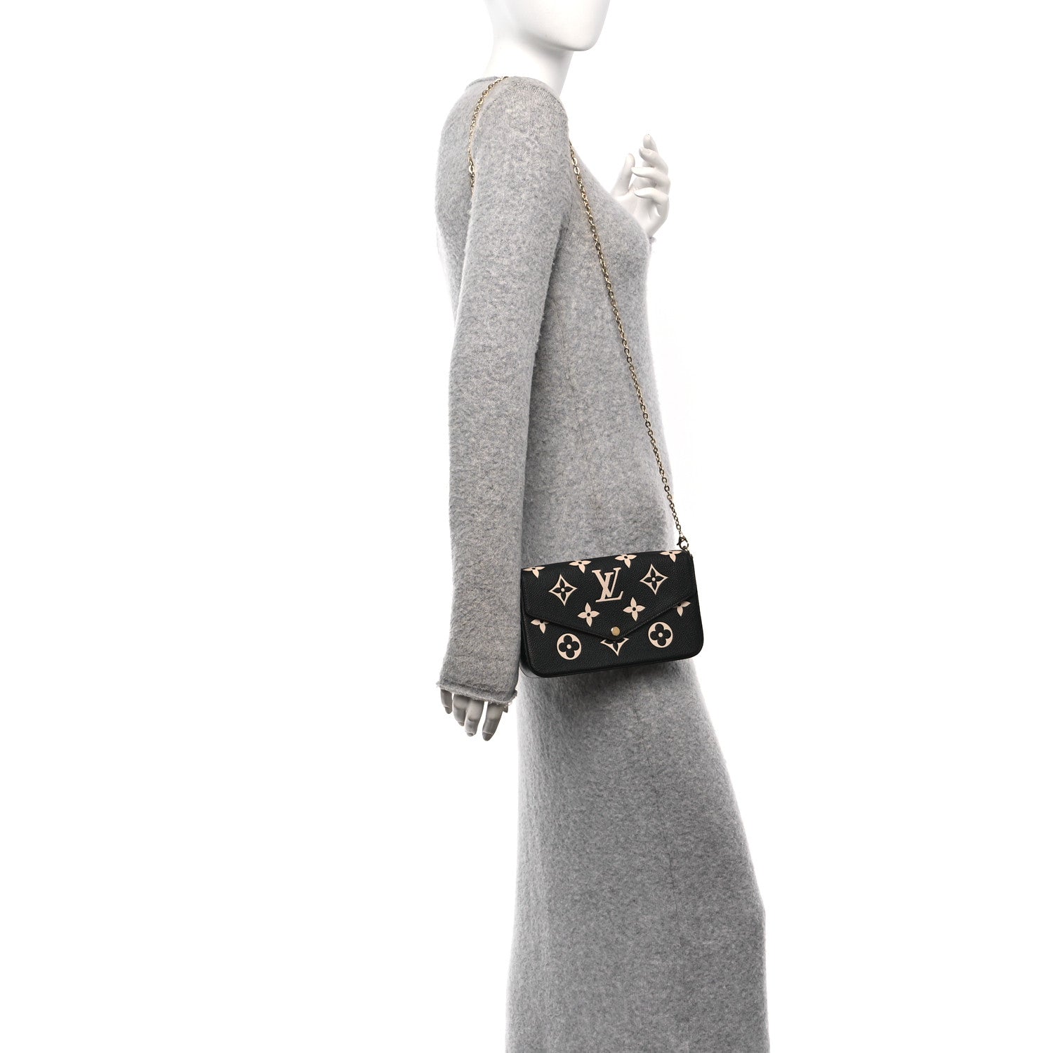 Louis Vuitton Empreinte Monogram Giant Felicie Pochette Black Beige 2 of 16