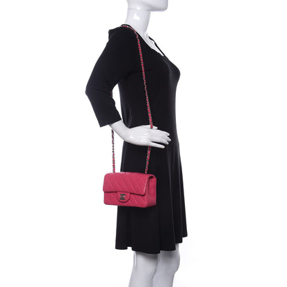 Chanel Lambskin Quilted Mini Rectangular Flap Dark Pink 2 of 9