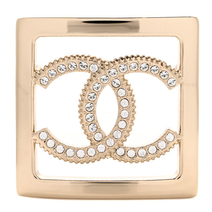 Chanel Crystal CC Square Brooch Gold 1 of 4