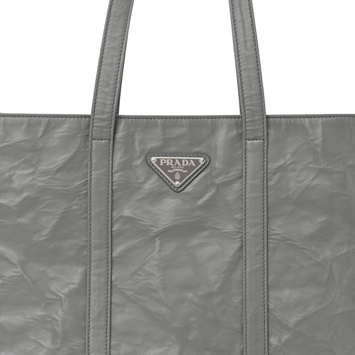 Prada Nappa Antique Small Tote Slate Grey 8 of 10