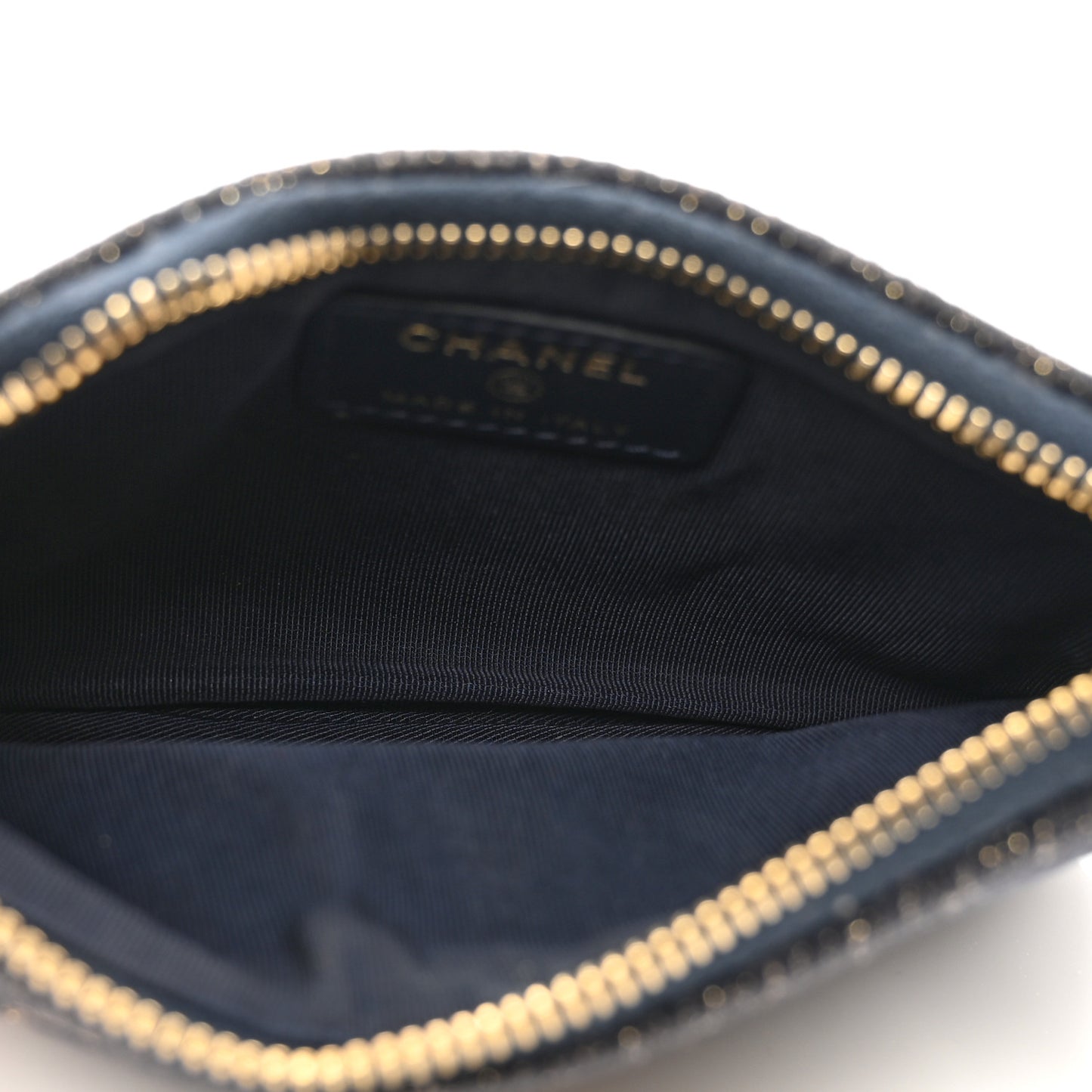 Lurex Canvas Deauville Cosmetic Pouch Navy Blue Gold
