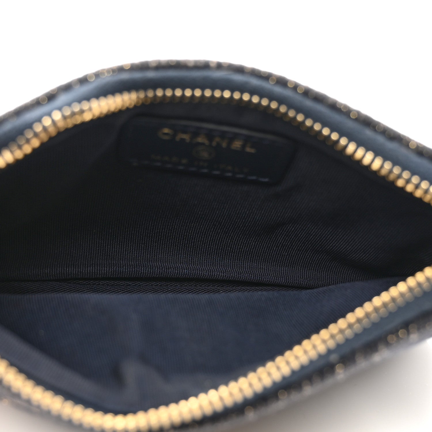 Chanel Lurex Canvas Deauville Cosmetic Pouch Navy Blue Gold 5 of 8