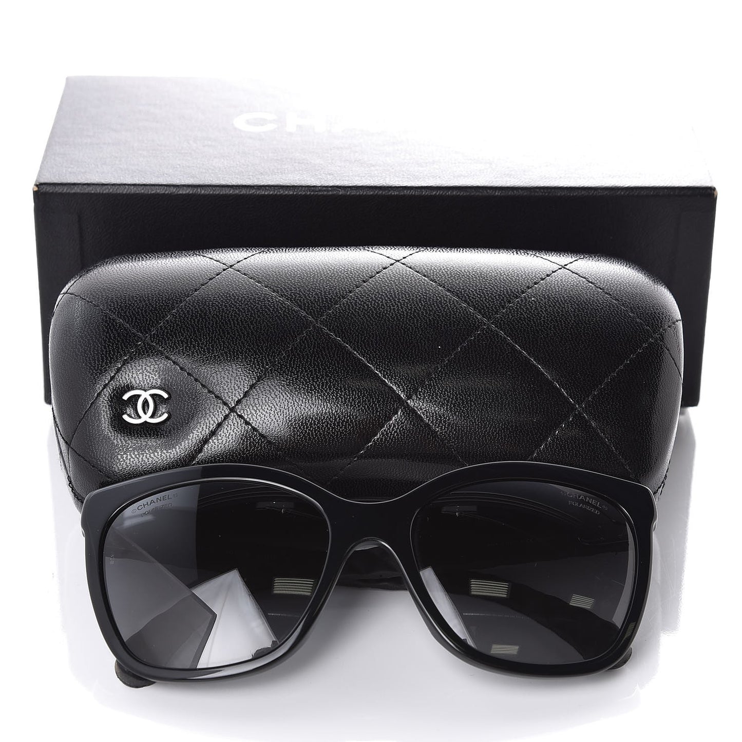 Acetate Quilted Polarized Butterfly CC Sunglasses 5288-Q Black