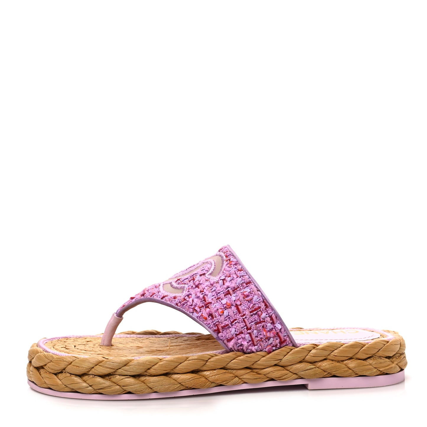 Tweed CC Thong Sandals 38 Light Purple Pink Red