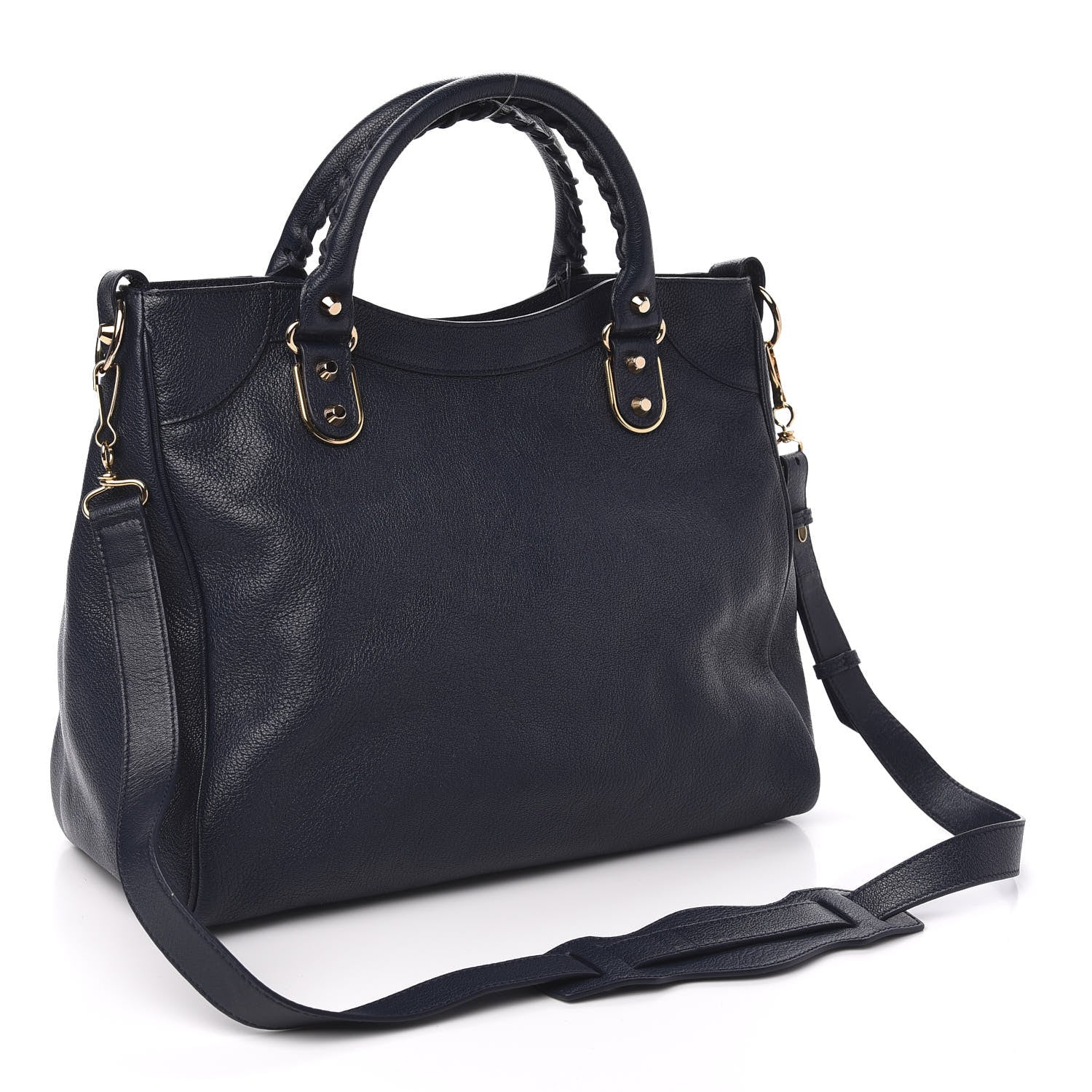 Balenciaga Chevre Gold Metallic Edge Hardware Velo Bleu Nuit Dark Sea 3 of 10