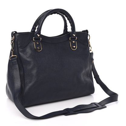Balenciaga Chevre Gold Metallic Edge Hardware Velo Bleu Nuit Dark Sea 3 of 10