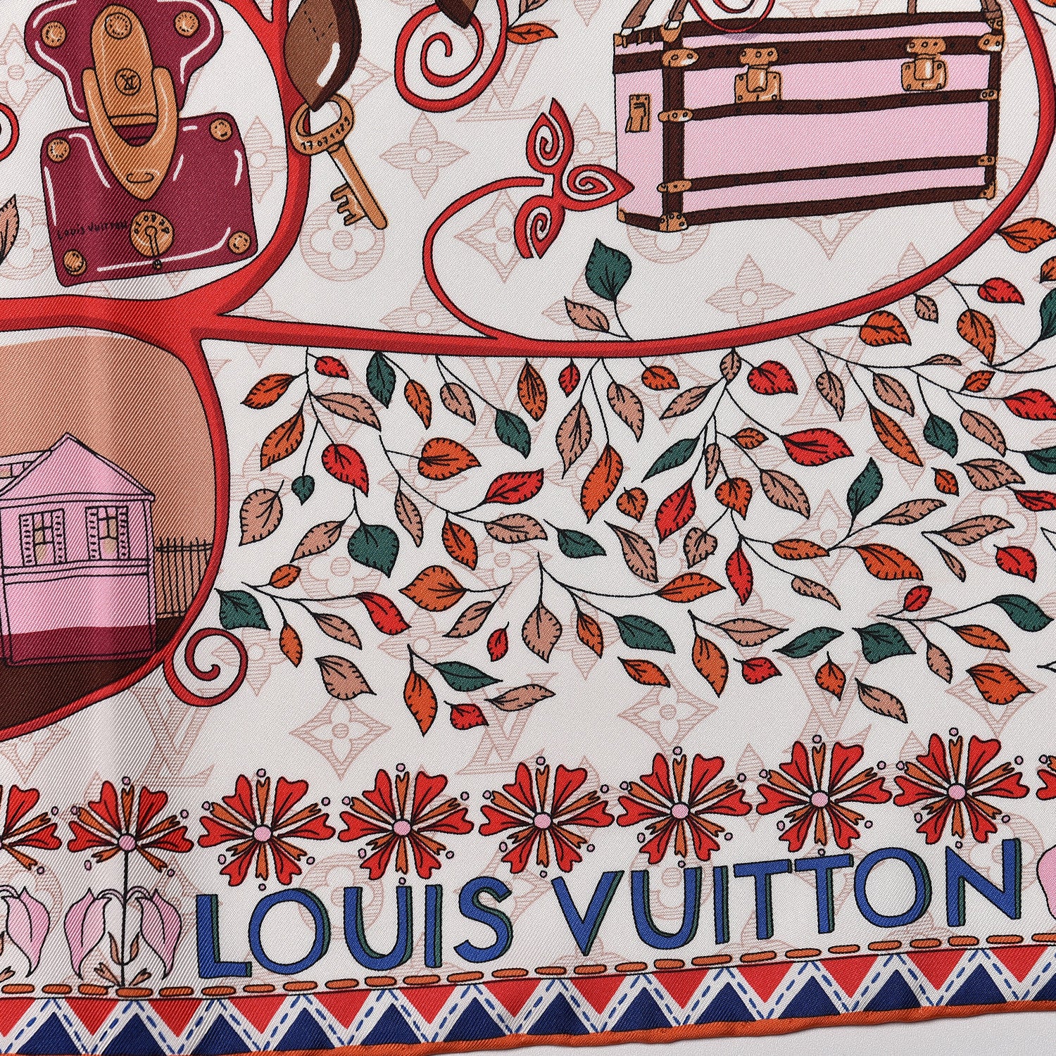 Louis Vuitton Silk Tree Of Louis Square Scarf Beige 4 of 6