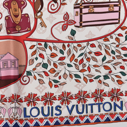 Louis Vuitton Silk Tree Of Louis Square Scarf Beige 4 of 6