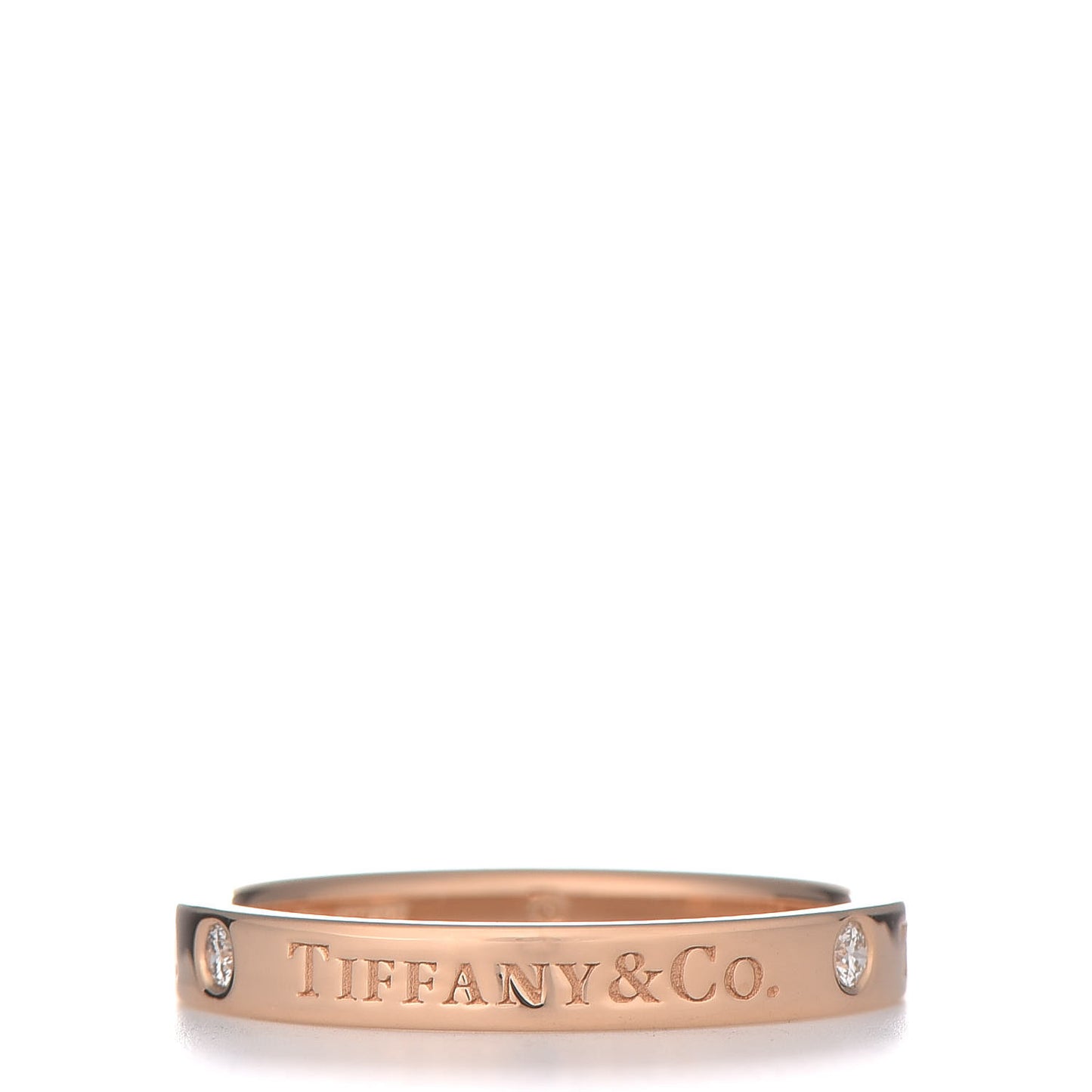 18K Rose Gold Diamond 3mm Logo Band Ring 56 7.75