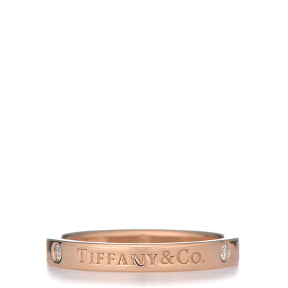 Tiffany 18K Rose Gold Diamond 3mm Logo Band Ring 56 7.75 3 of 5