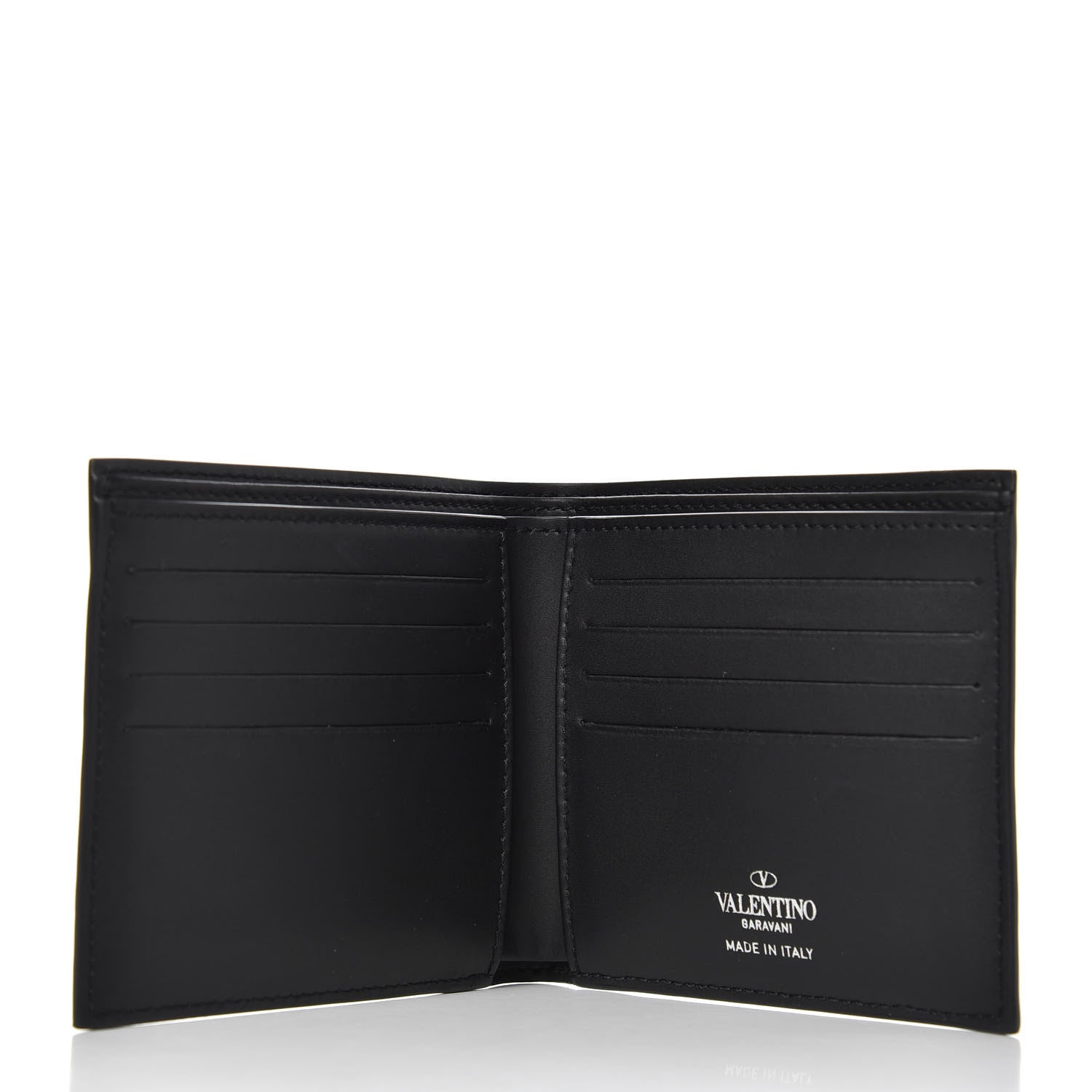Valentino Garavani Vitello Mens VLTN Bi-Fold Wallet Black Green 5 of 6
