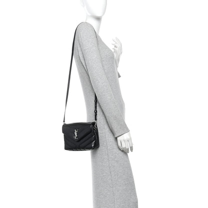 Saint Laurent Calfskin Y Quilted Monogram Toy Loulou Crossbody Bag Black 2 of 9