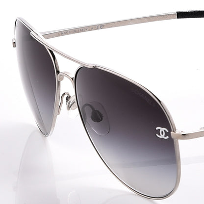 Chanel Aviator CC Sunglasses 4189-T-Q Silver 5 of 9