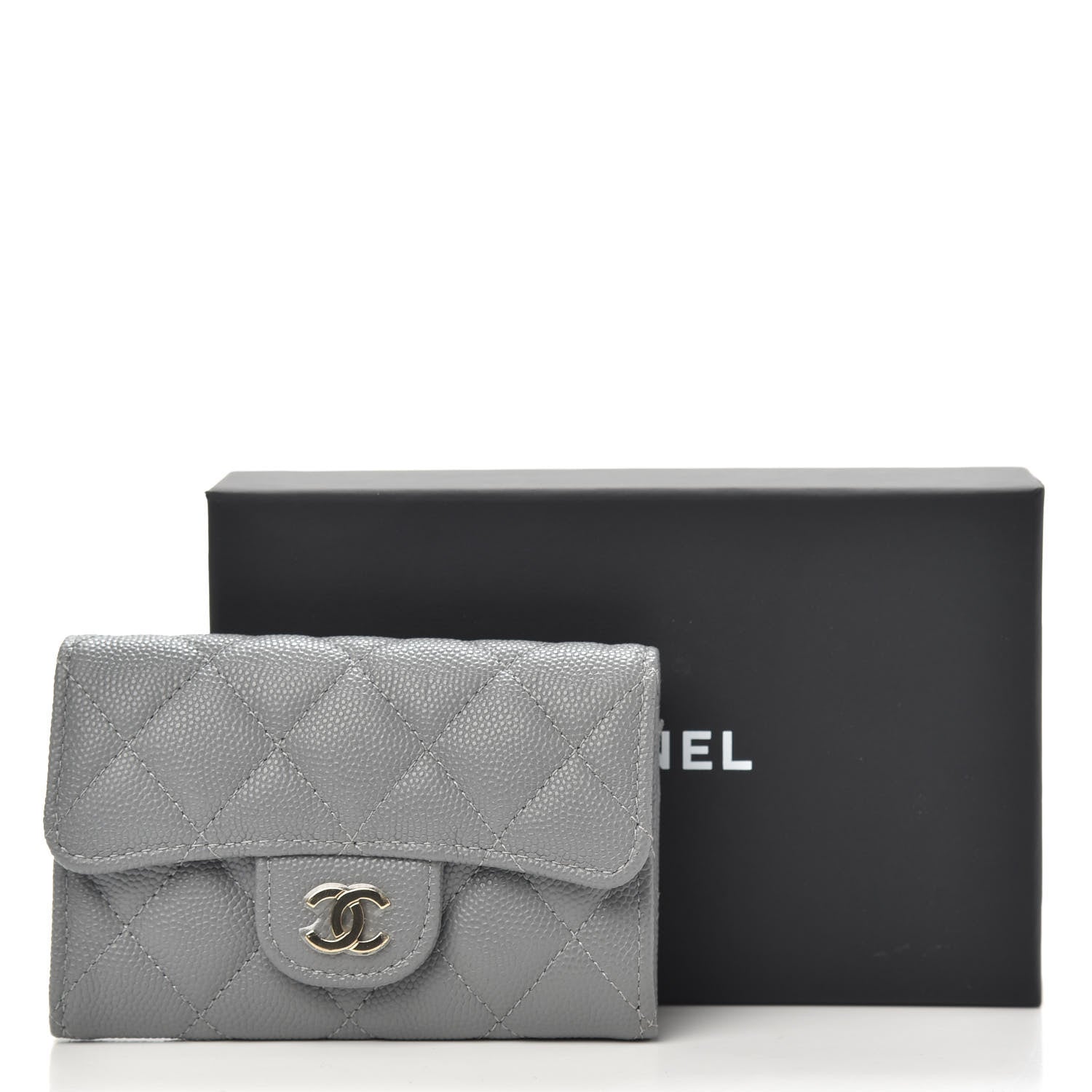 Chanel Caviar Quilted Flap Card Holder Wallet Dark Grey 16 of 18