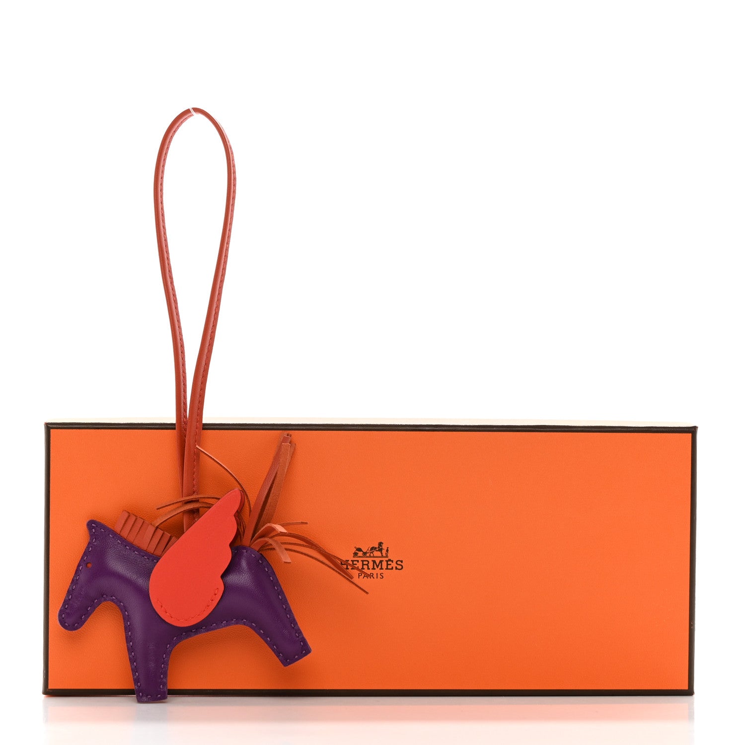 Hermes Milo Lambskin Grigri Rodeo Pegase Horse Bag Charm PM Violet Cornaline Capucine 5 of 5