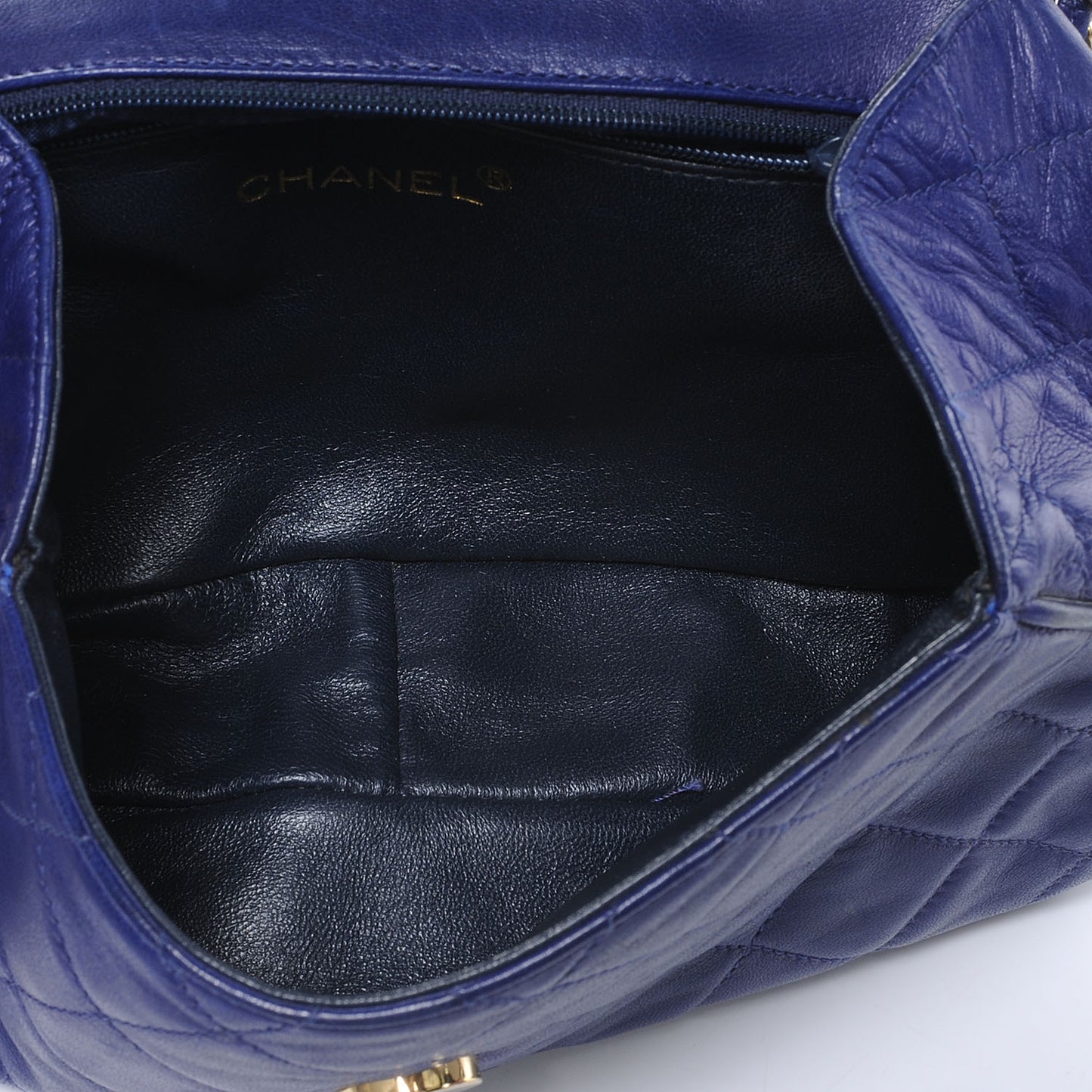 Lambskin Quilted Envelope Tassel Bag Royal Blue