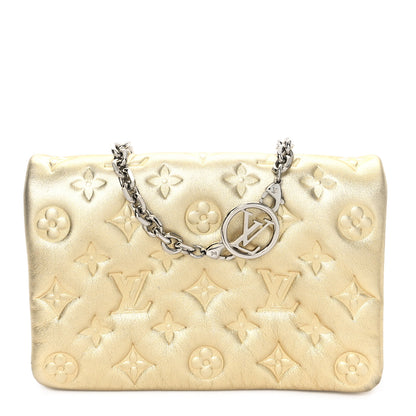 Louis Vuitton Metallic Lambskin Embossed Monogram Pochette Coussin Gold 1 of 12