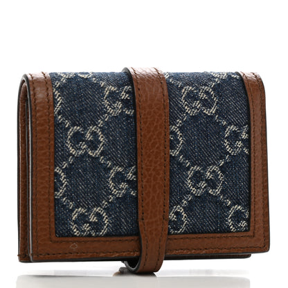 Gucci New Denim GG Monogram Jackie 1961 Card Case Blue Tea Cuir 3 of 8