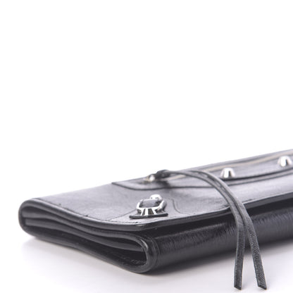 Balenciaga Agneau Classic Silver Hardware Long Clutch Black 6 of 11