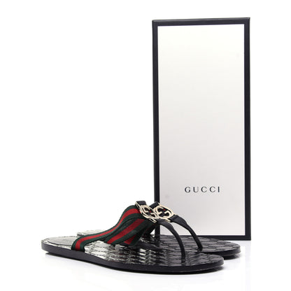 Gucci Nylon Guccissima Web Womens Thong Sandals 38.5 Green Red Black 15 of 15