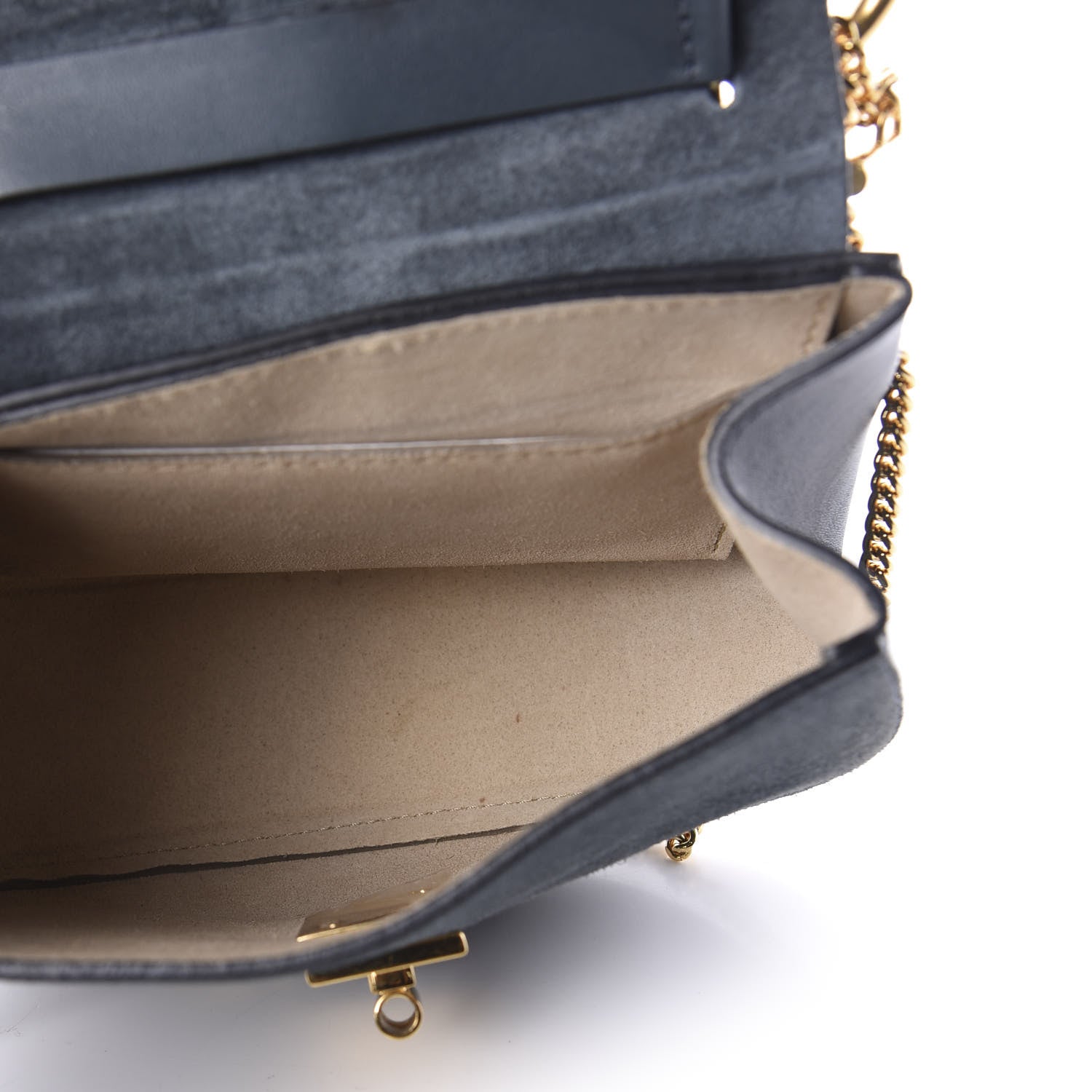 Chloe Suede Smooth Calfskin Mini Drew Shoulder Bag Silver Blue 5 of 10