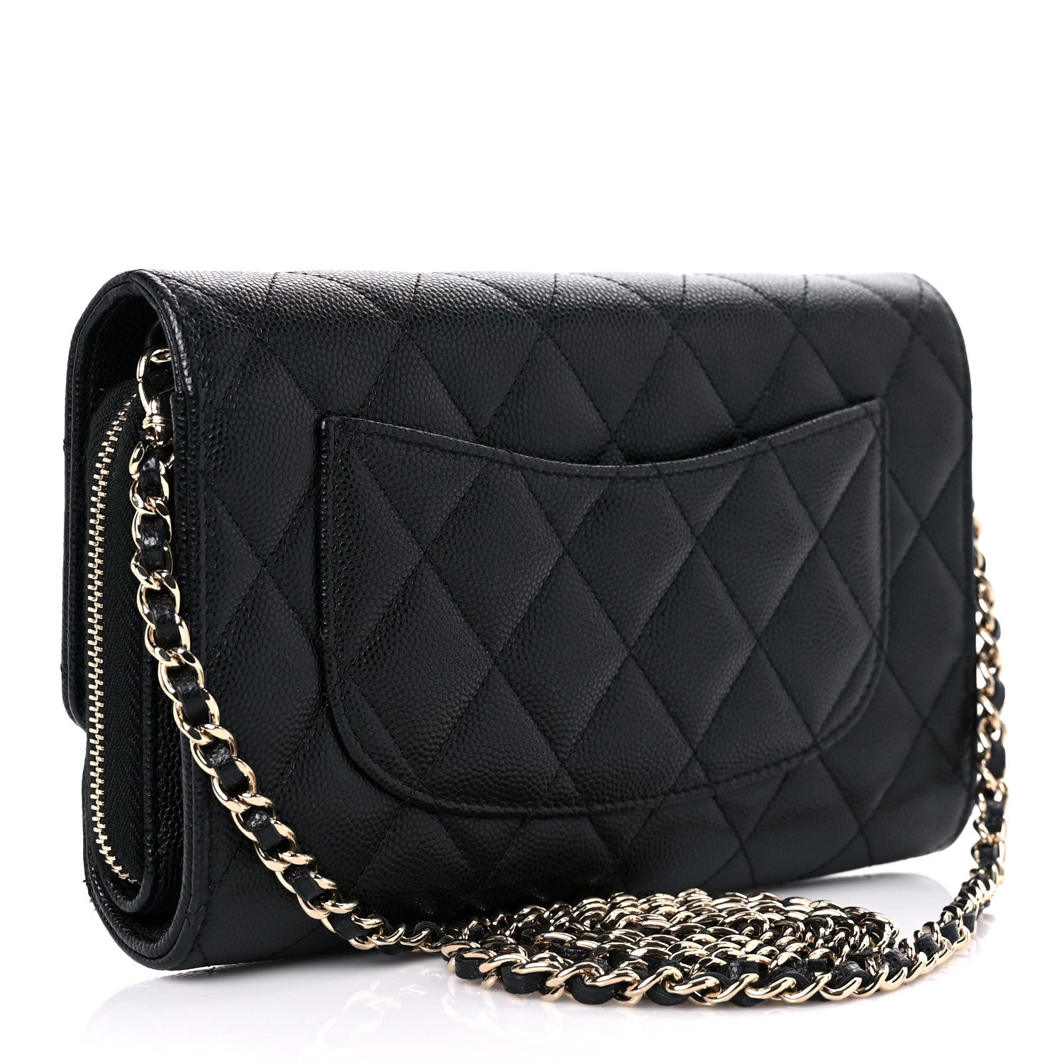 Chanel Caviar Quilted Phone Holder Wallet on Removable Chain Black 4 of 12
