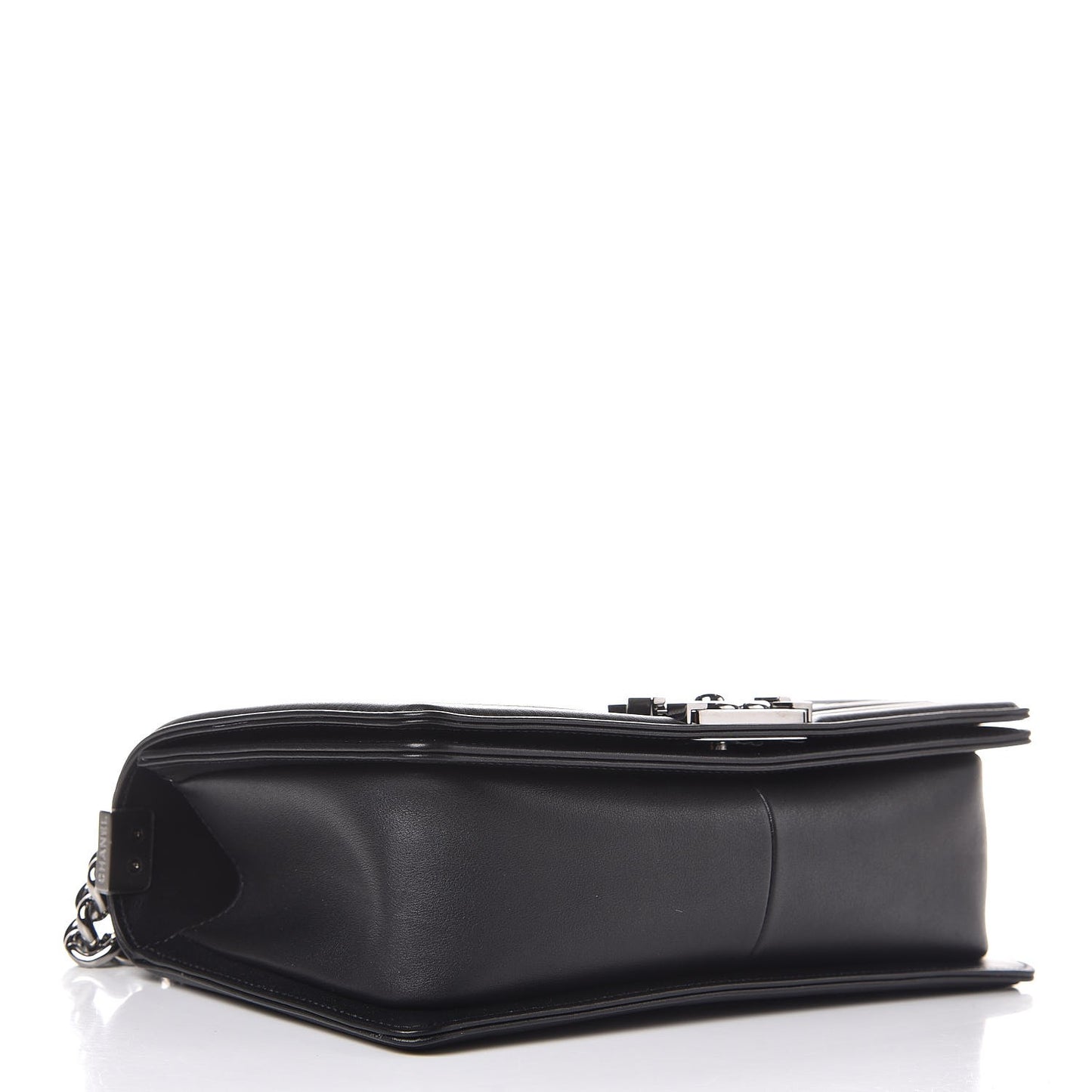 Calfskin Chevron Quilted Medium Boy Flap Black