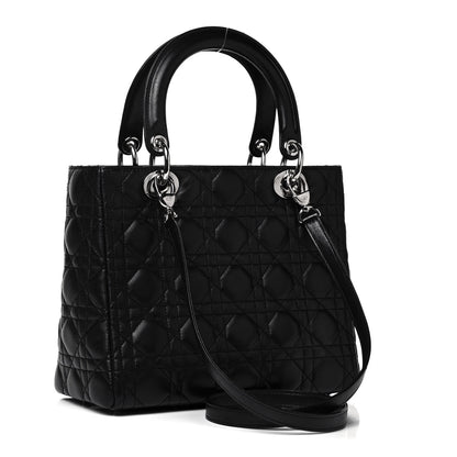 Christian Dior Lambskin Cannage Medium Lady Dior Black 3 of 9