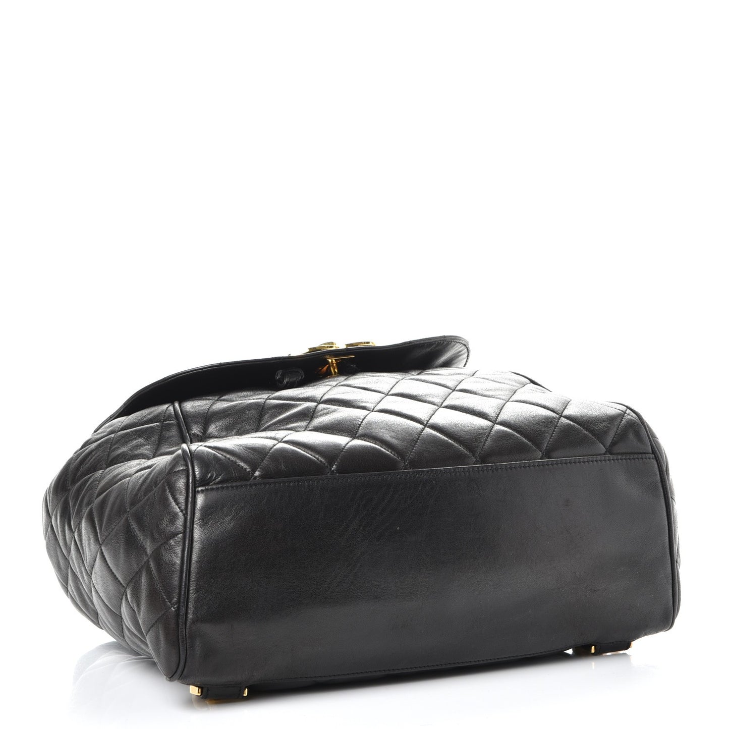 Lambskin Quilted Drawstring Backpack Black