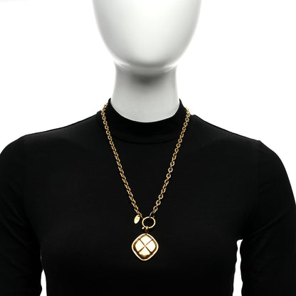 Chanel Quilted Pendant Chain Necklace Gold 4 of 4