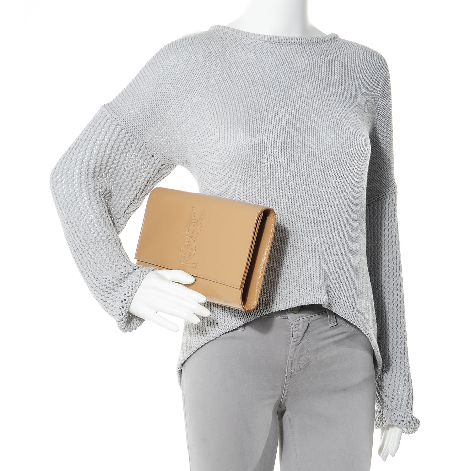 Saint Laurent Patent Leather Belle de Jour Clutch Nude 2 of 7