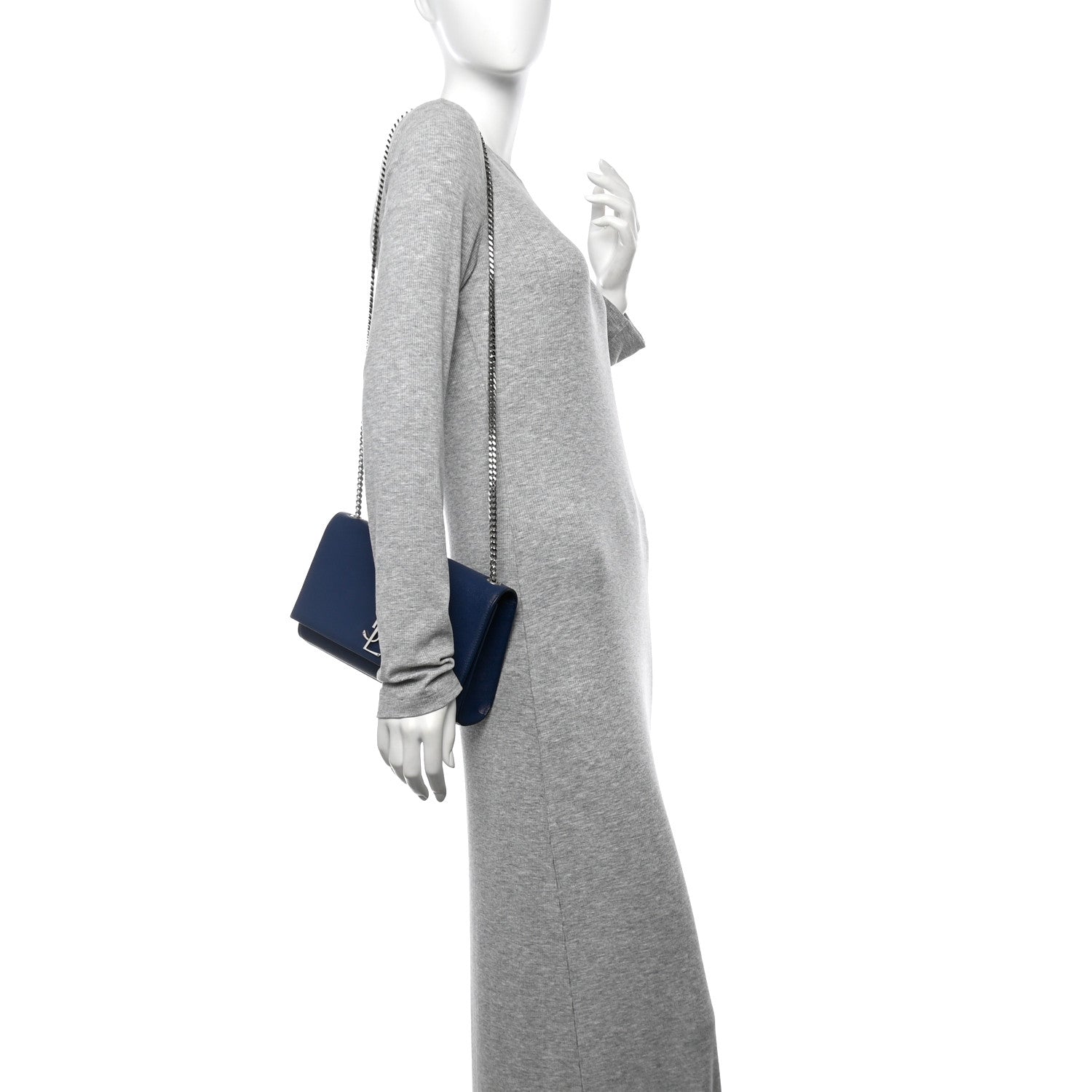 Saint Laurent Grain De Poudre Medium Classic Monogram Kate Satchel Blue Clair 2 of 10