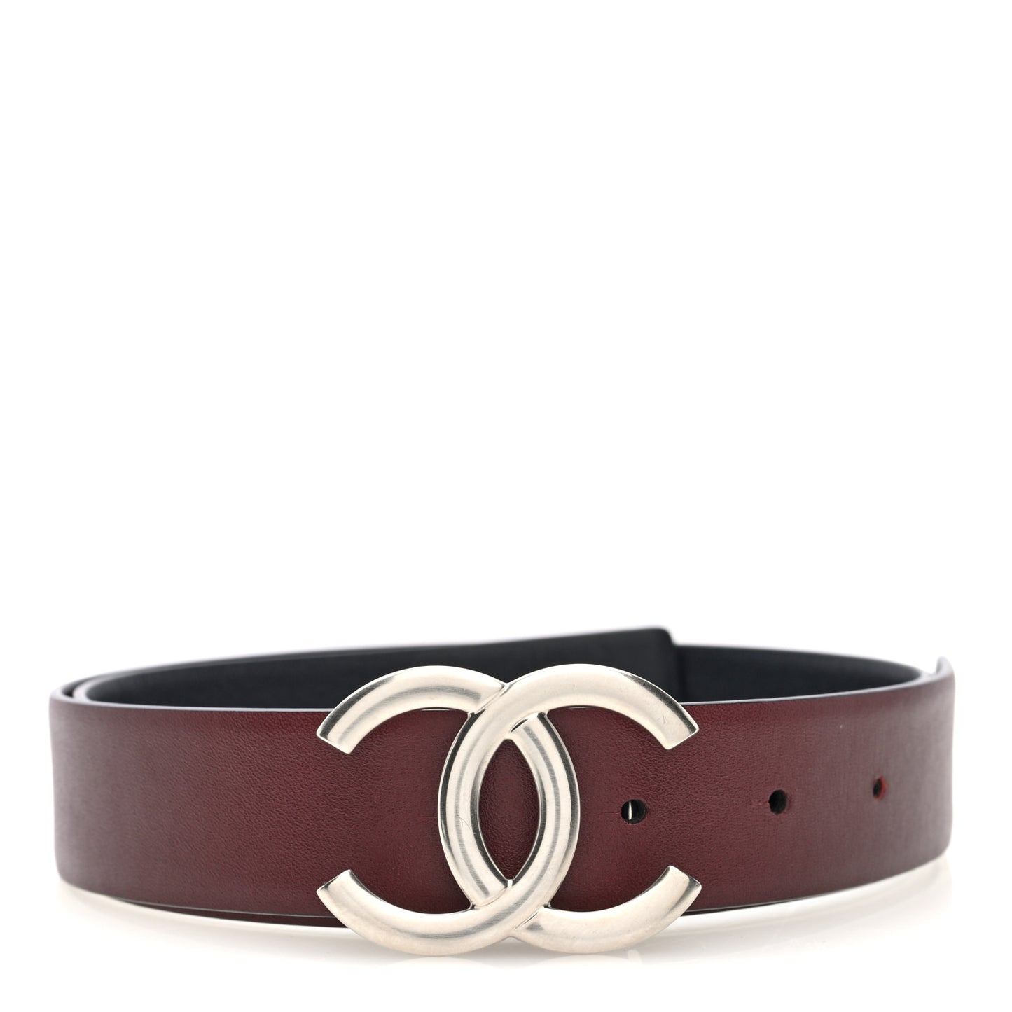 Calfskin CC Reversible Belt 70 Black Burgundy