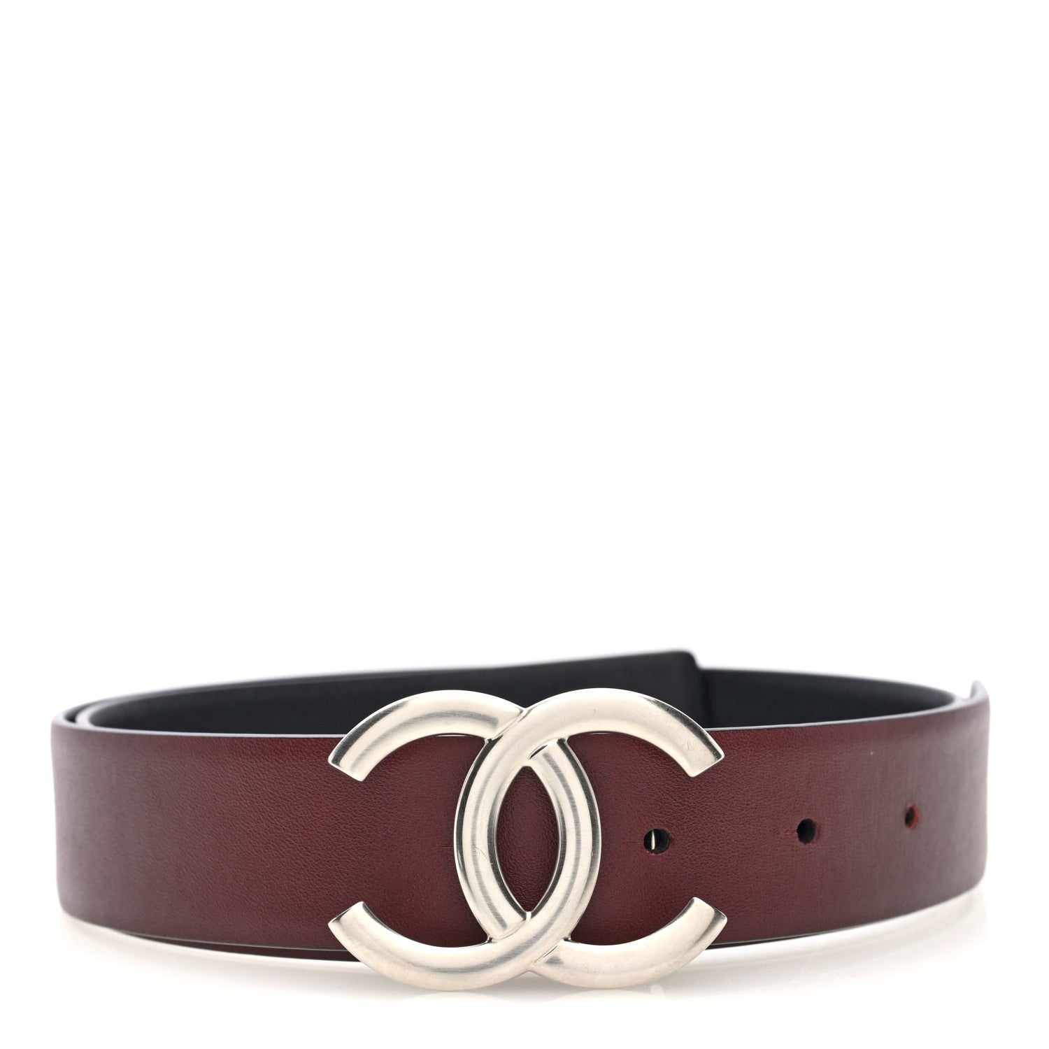 Chanel Calfskin CC Reversible Belt 70 Black Burgundy 2 of 7