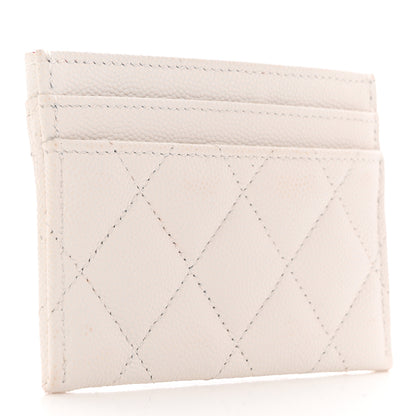 Chanel Caviar Metal Quilted Perforated CC Card Holder White 3 of 13