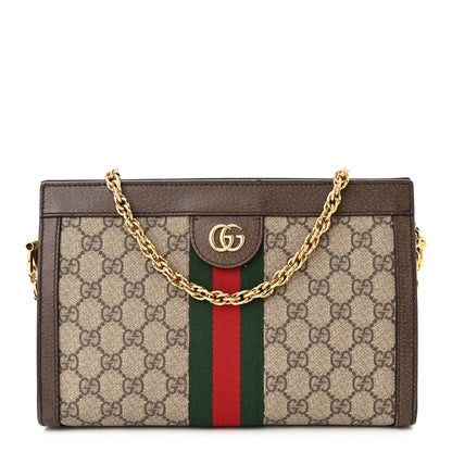 Gucci GG Supreme Monogram Web Small Ophidia Chain Shoulder Bag Brown 1 of 13