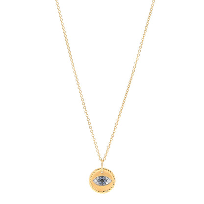 David Yurman 18K Yellow Gold Blue Sapphire Diamond Evil Eye Necklace 1 of 4