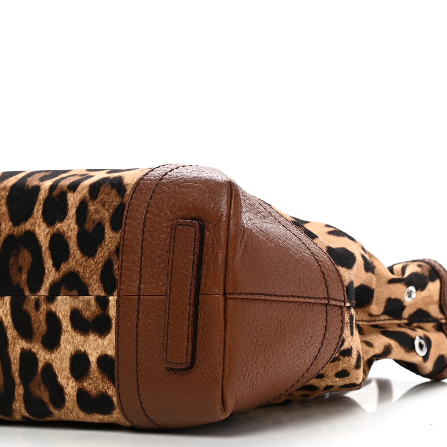 Dolce & Gabbana Leopard Print Canvas Calfskin Animalier Shoulder Bag Brown 9 of 13