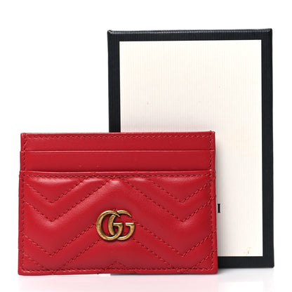 Gucci Calfskin Matelasse GG Marmont Card Holder Hibiscus Red 10 of 10