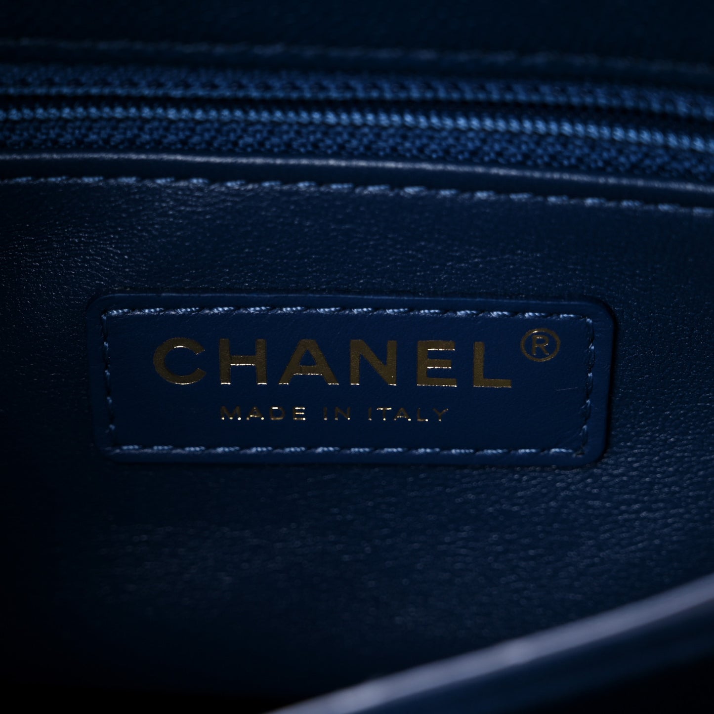 Caviar Quilted Lizard Embossed Mini Coco Handle Flap Navy Blue