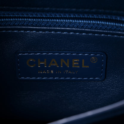 Chanel Caviar Quilted Lizard Embossed Mini Coco Handle Flap Navy Blue 5 of 9