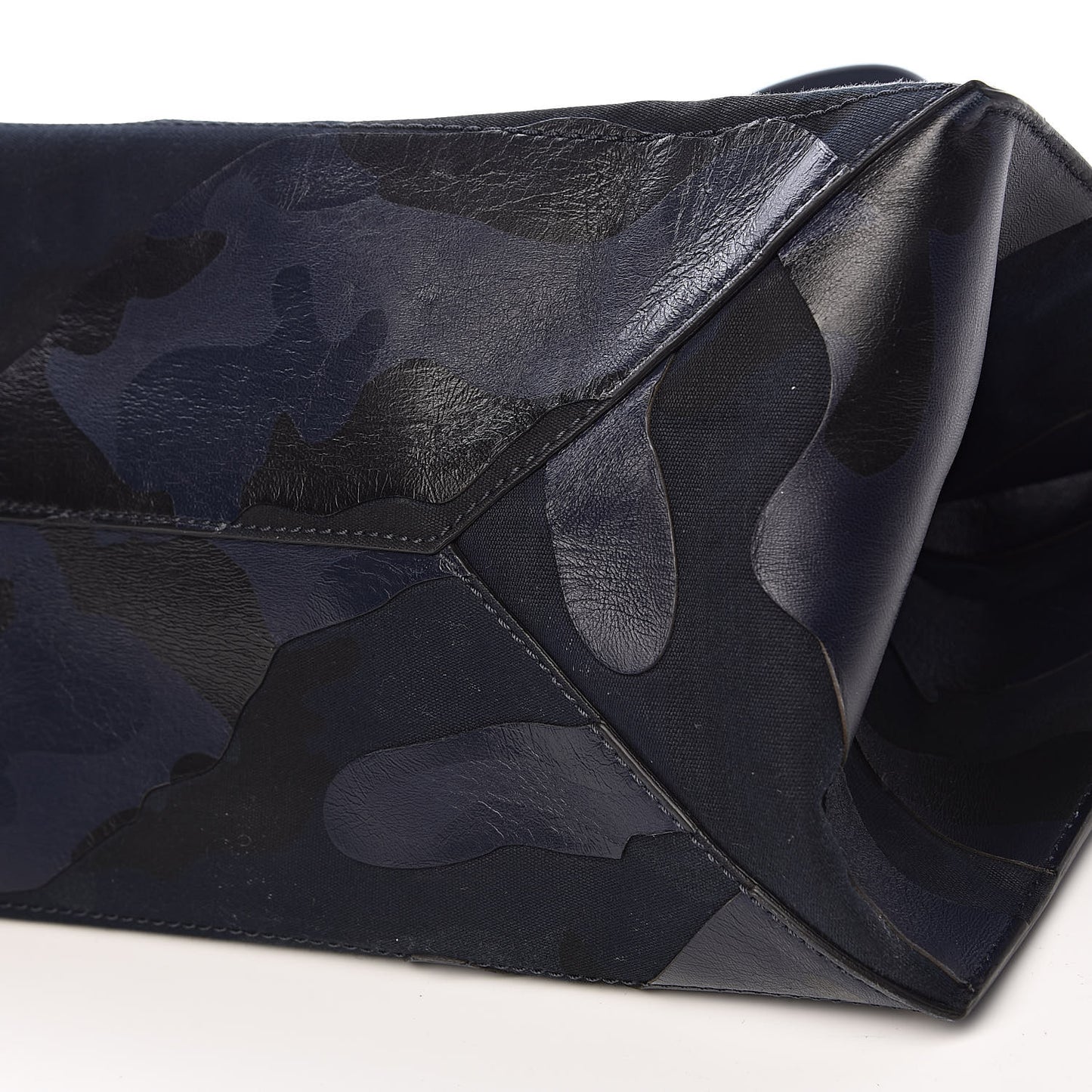 Nappa Canvas Camo Medium Rockstud Soft Tote Navy Blue