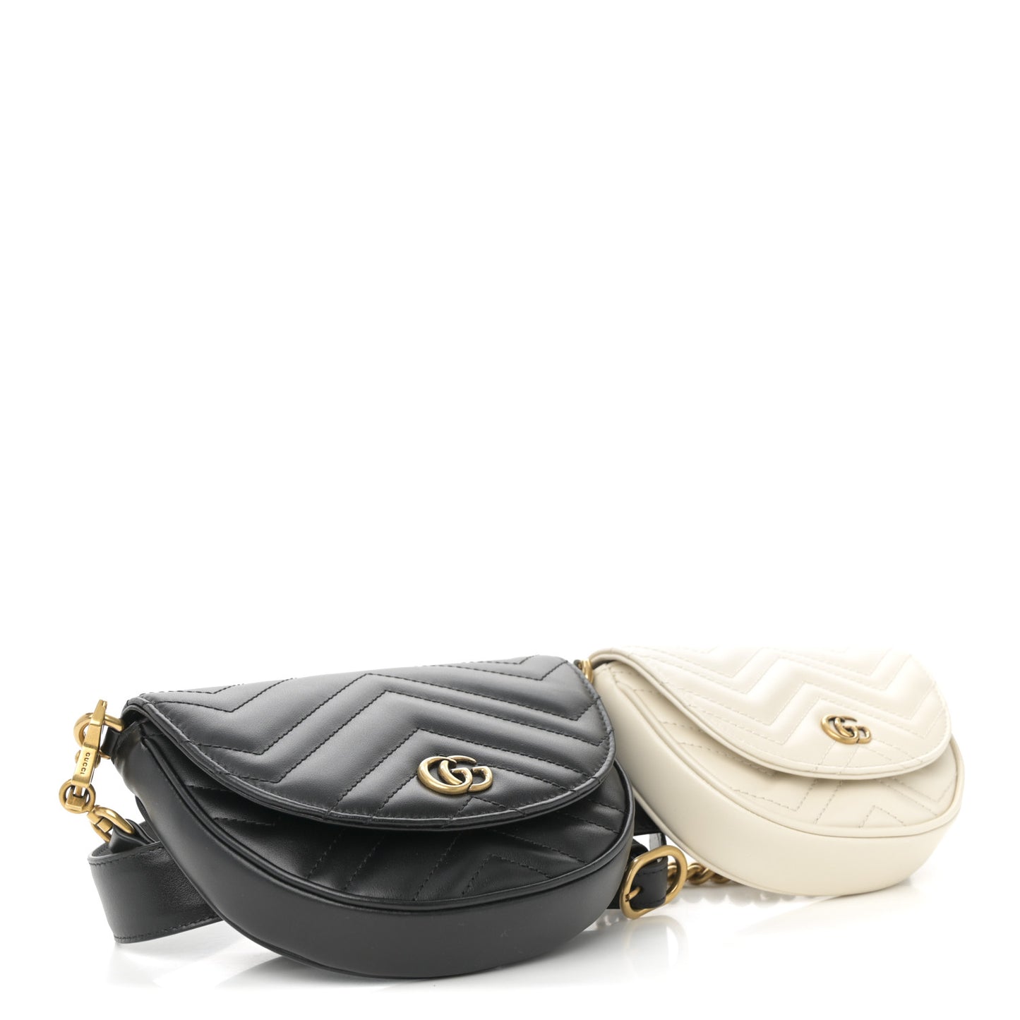 Calfskin Matelasse GG Marmont Belt Bag Set 100 40 Black Mystic White
